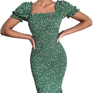 Floral midi bodycon dress bump friendly